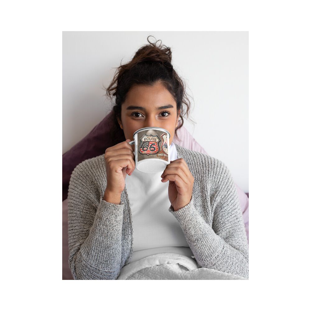 Taza Enlozada Lechera Harley Davidson Ruta 66 Vintage image number 4.0