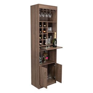 Bar Alto 8 Botelleros Repisa Extensible Caf&eacute; Oscuro 180 Cm X 32 Cm X 51 Cm