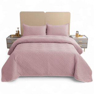 Quilt De Verano Para Cama Colcha King 250cm X 270cm Cubrecama Color Palo Rosa
