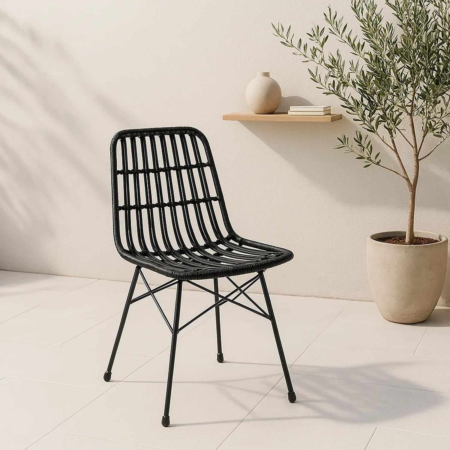 Silla De Comedor Terraza Rattan Grecia Color Negro image number 1.0
