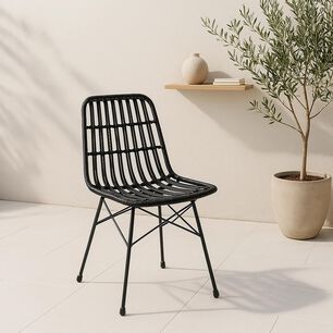 Silla De Comedor Terraza Rattan Grecia Color Negro
