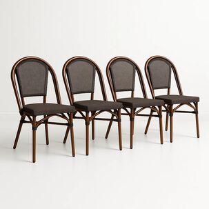Pack De 4 Sillas Bistro Parisina Textileno - Caf&eacute; Oscuro
