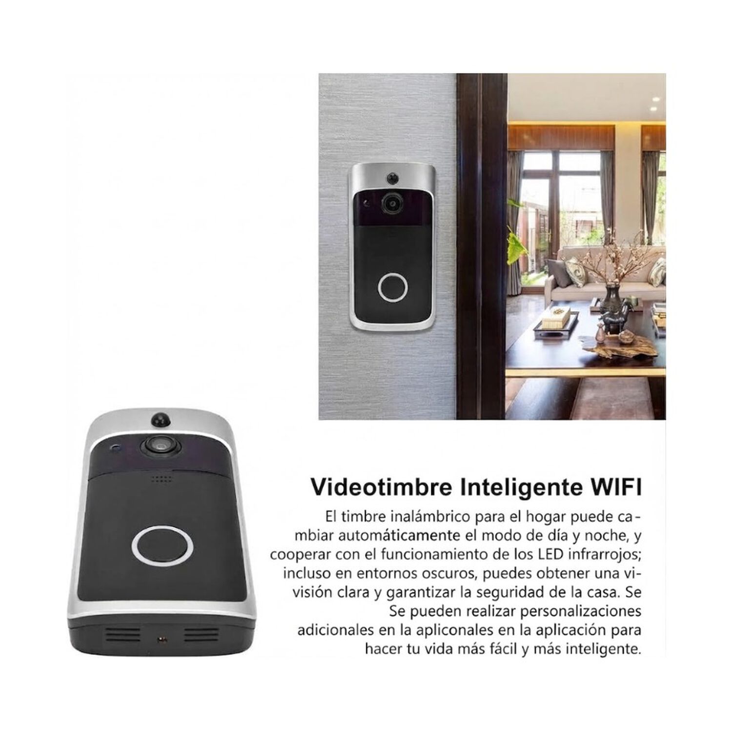 Timbre Inteligente Wifi Con C&aacute;mara Hd 720p Visi&oacute;n Nocturna Detecci&oacute;n De Movimiento image number 2.0