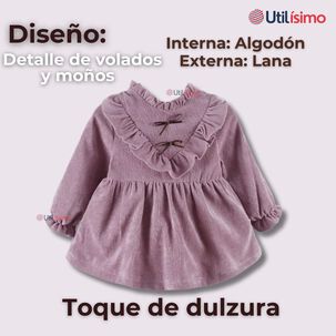 Vestido Con Lazo Negro De Cotel&eacute; Forrado En Algod&oacute;n Ni&ntilde;a Color Lila