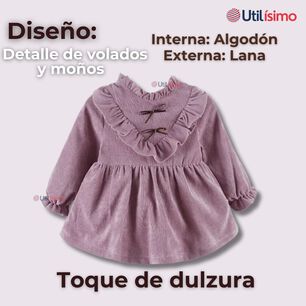 Vestido Con Lazo Negro De Cotel&eacute; Forrado En Algod&oacute;n Ni&ntilde;a Color Lila