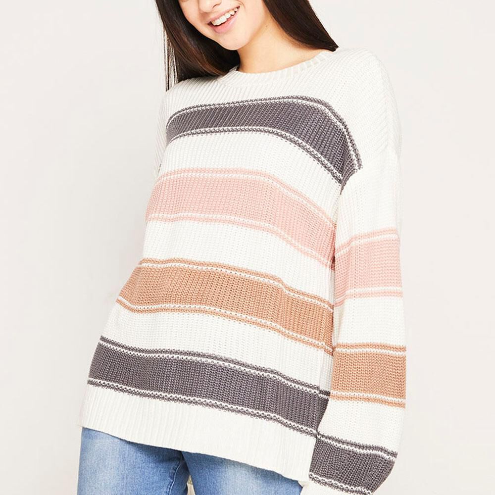 Sweater Lineas Relaxed Fit Cuello Redondo Mujer Freedom image number 4.0