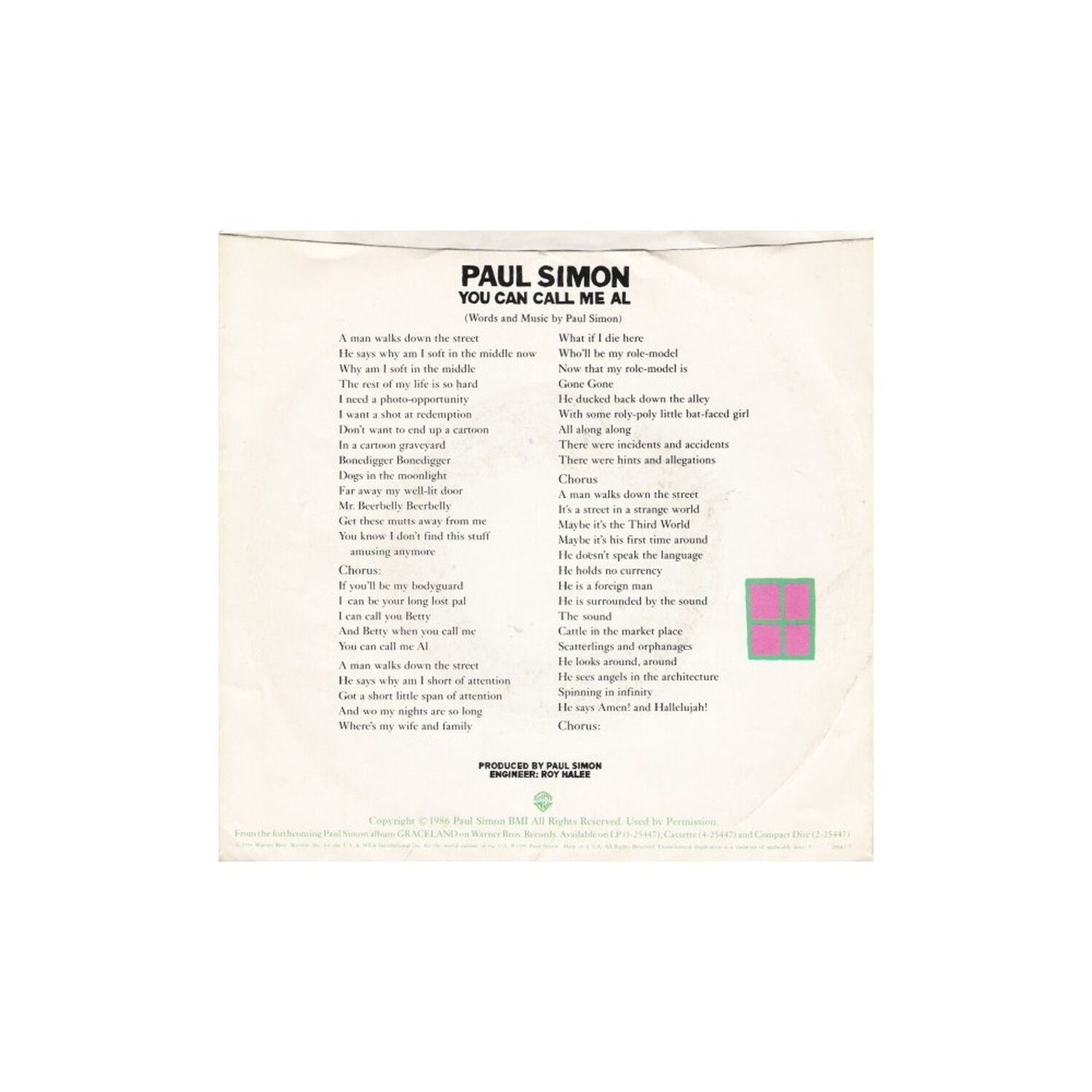 Paul Simon - You Can Call Me All | 7" Single Vinilo Usado image number 1.0