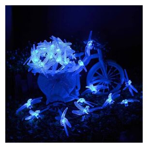 Luces Solares Lib&eacute;lula Guirnalda Exterior Navidad Led Azul
