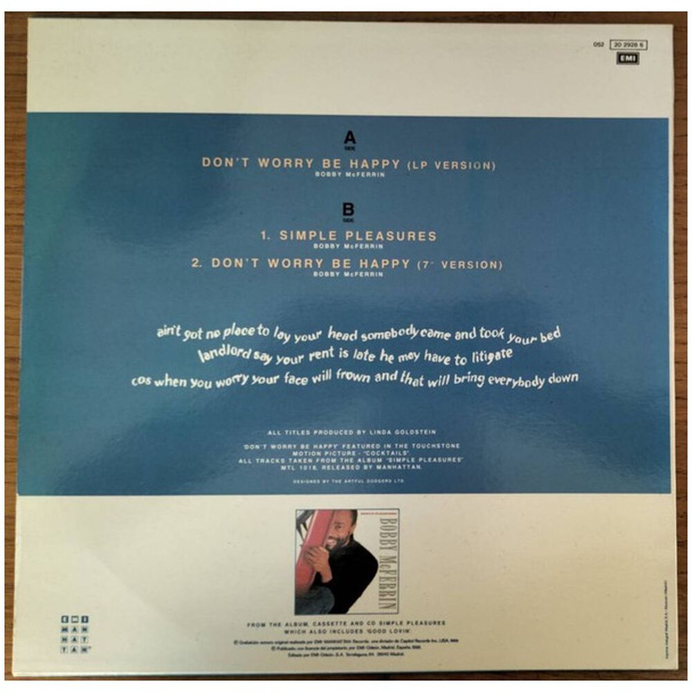 Bobby Mcferrin - Dont Worry, Be Happy | 12" Maxi Single Usado image number 1.0