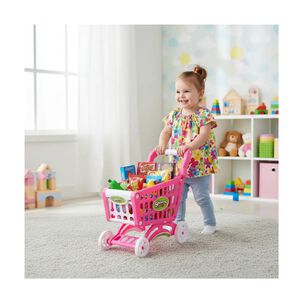 Carrito Supermercado Juguete Para Ni&ntilde;os Rosado 56 Piezas