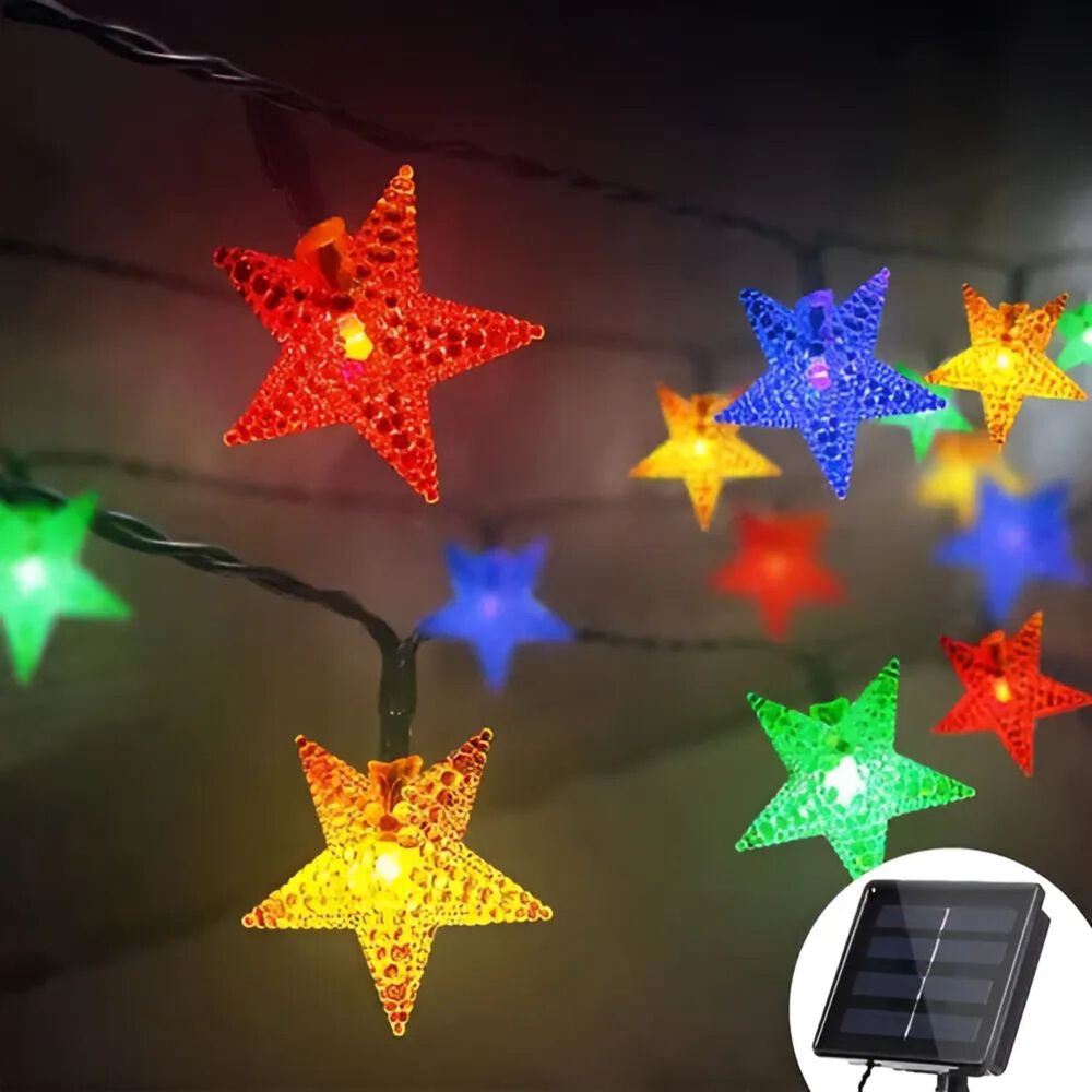 Set 5 Guirnalda Solar Estrellas Rgb 50 Led Jardin 6 Metros image number 1.0