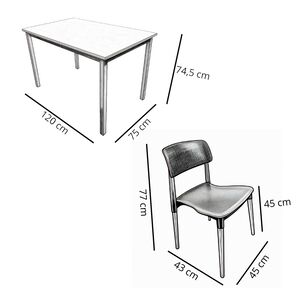 Juego De Comedor New York + 4 Sillas Lisboa Blancas
