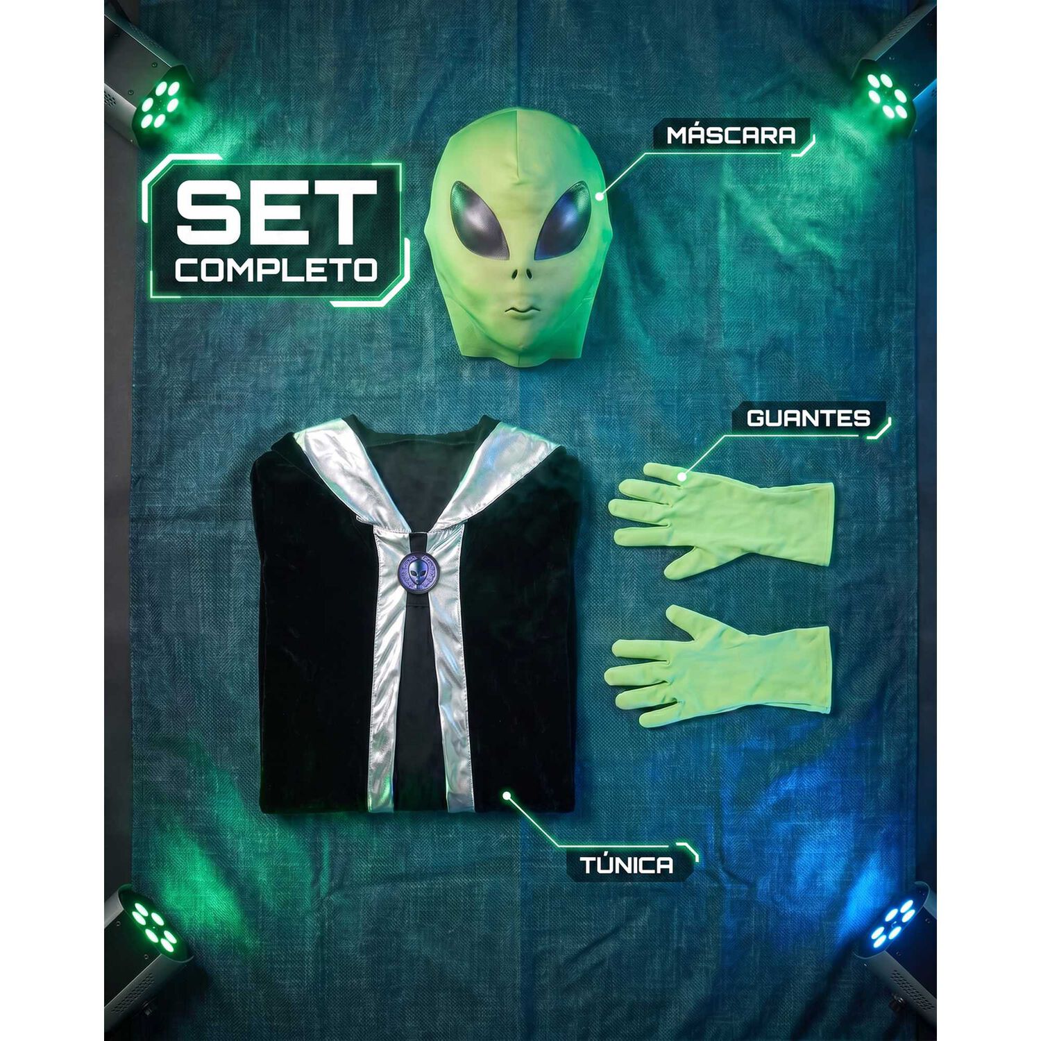 Disfraz Alien Marciano M&iacute;stico Stardy Infantil Para Ni&ntilde;os Verde Cosplay Extraterrestres Espacial Ideal Para Fiesta, Halloween image number 4.0