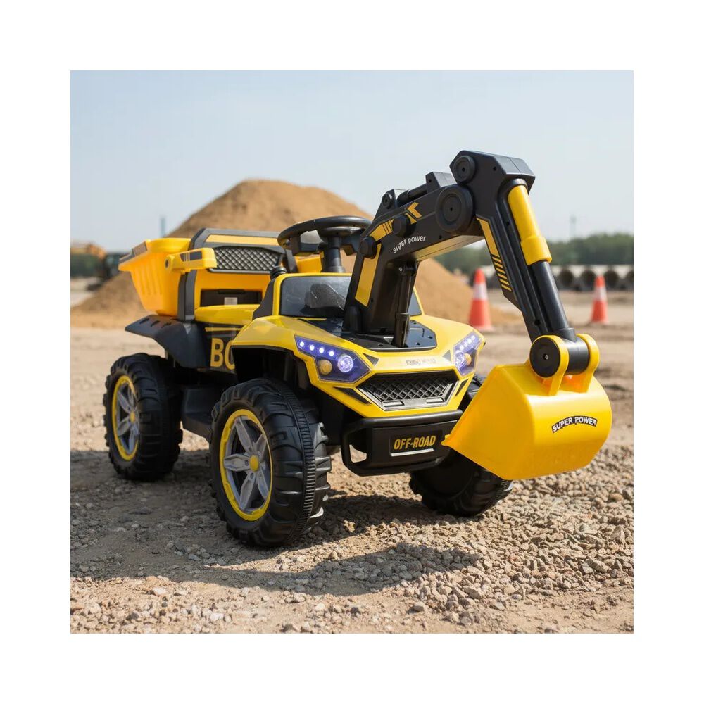 Cami&oacute;n El&eacute;ctrico Retroexcavadora Todoterreno Infantil Amarillo image number 1.0
