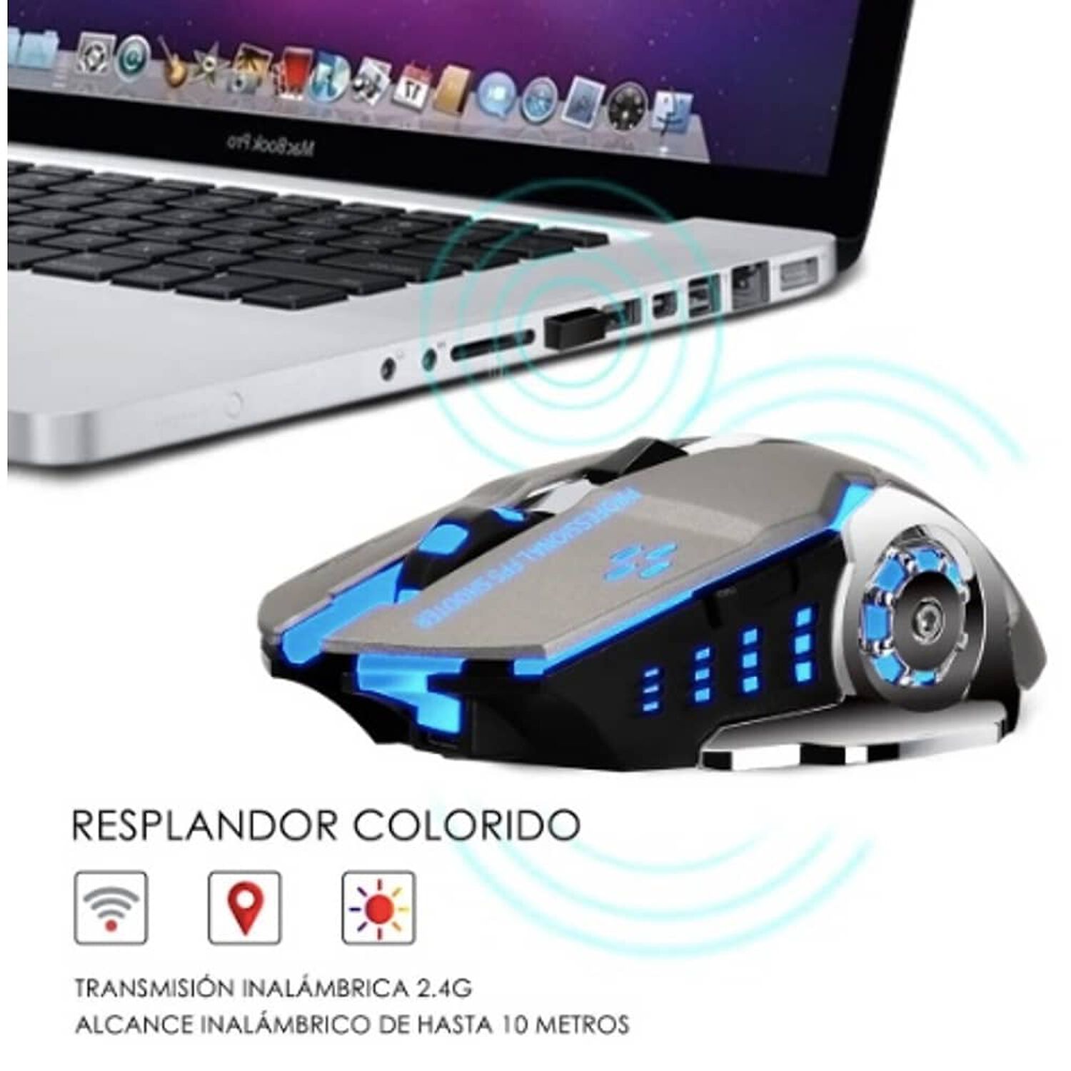 Mouse Gamer Inal&aacute;mbrico Silencioso Y Recargable Con Luz Led image number 3.0