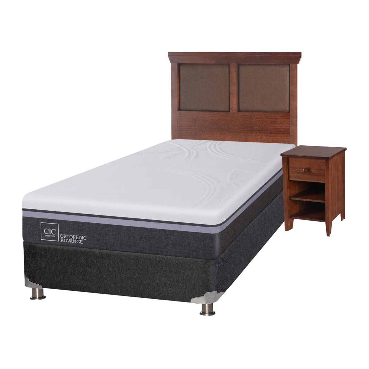 Box Spring Cic Ortopedic / 1.5 Plazas / Base Normal + Set De Maderas image number 1.0