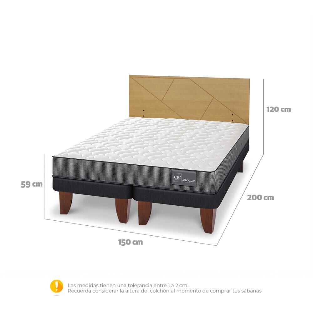 Cama Europea Cic Anatomic / 2 Plazas / Base Dividida + Respaldo image number 4.0