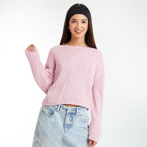 Sweater Corto Manga Larga Cuello Redondo Mujer Freedom