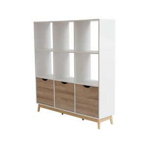 Estante Organizador Florencia Blanco Natural 3 Puertas Y 9 Espacios