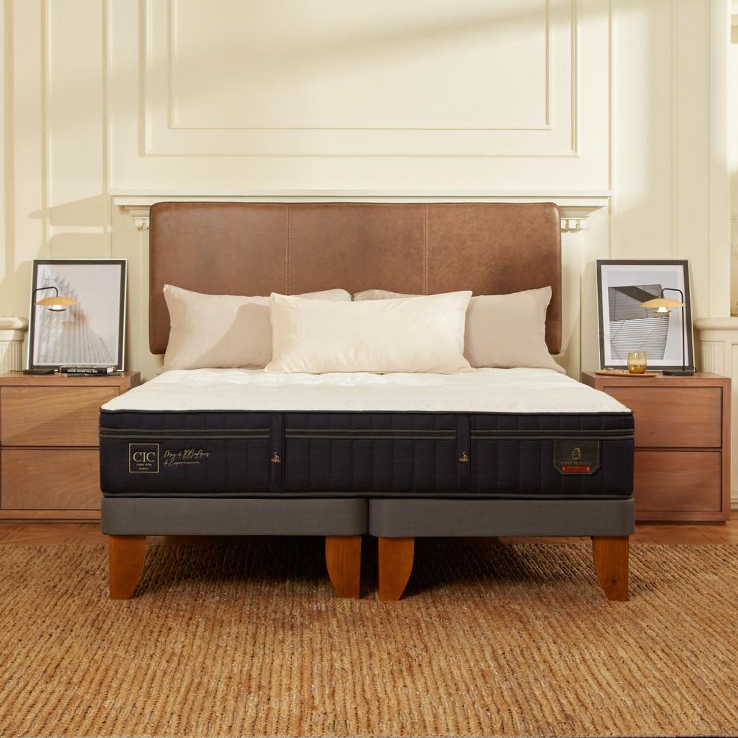 Cama Europea Cic Super Premium / 2 Plazas / Base Dividida + Respaldo image number 9.0