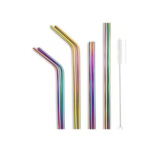 Pack 4 Bombillas Multicolor Con Cepillo Ecologico Cocina