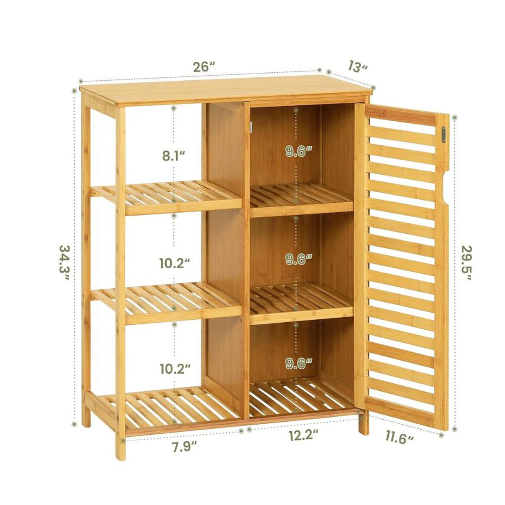 Armario De Almacenamiento 3 Estantes Laterales Puertas De Bamb&uacute; image number 1.0