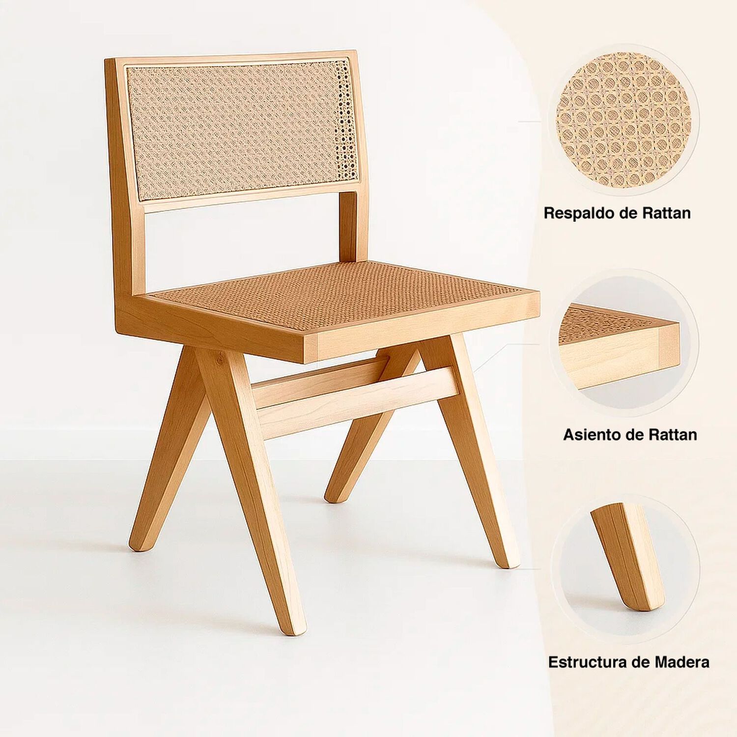 Pack De 2 Sillas Savia De Rattan - Natural image number 4.0