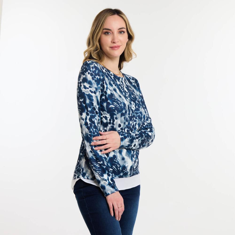 Sweater Full Print Manga Larga Cuello Redondo Mujer Geeps image number 2.0
