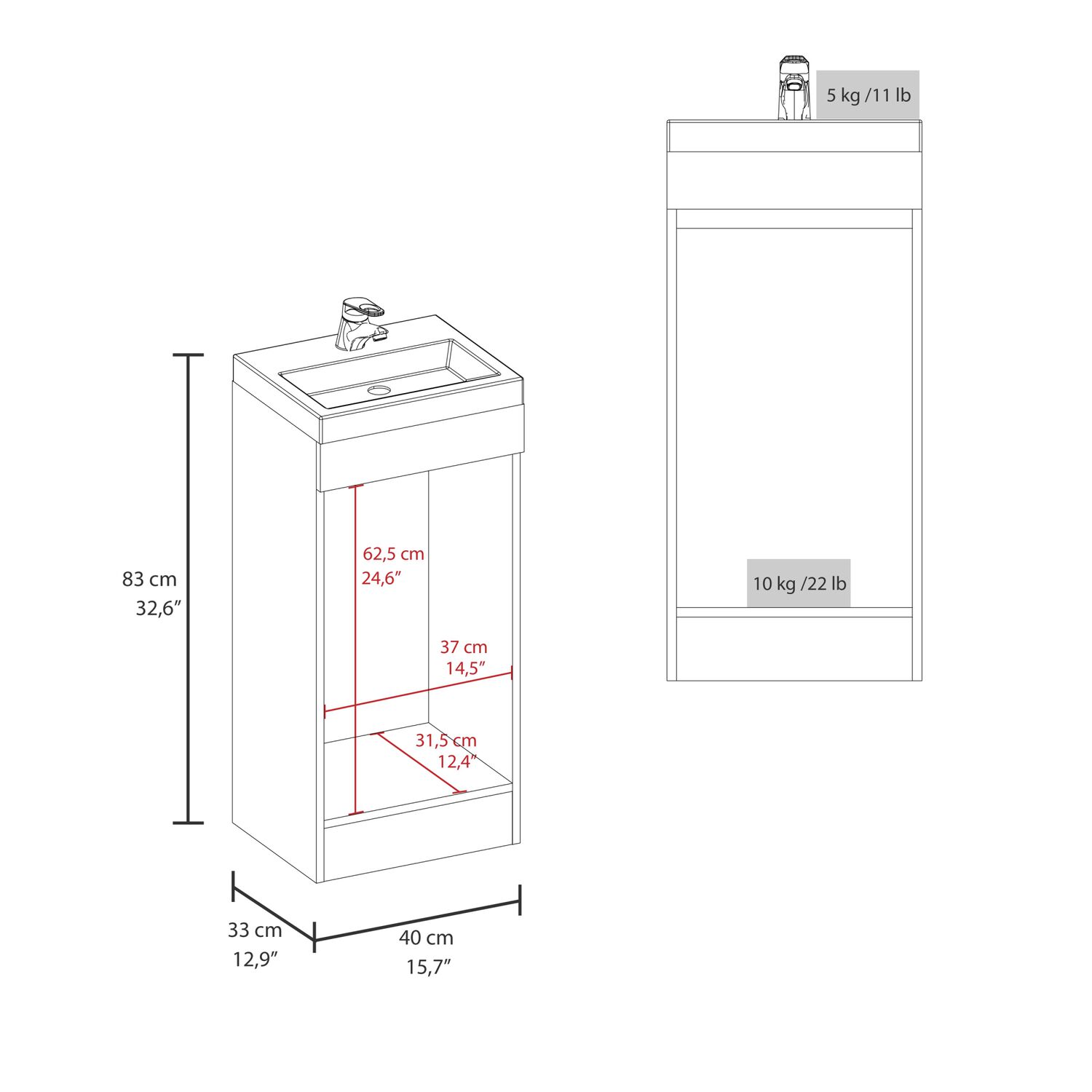 Mueble Vanitorio 1 Puerta Fm-005c Caf&eacute; Claro image number 7.0