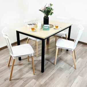 Juego De Comedor New York + 4 Sillas Windsor Blancas