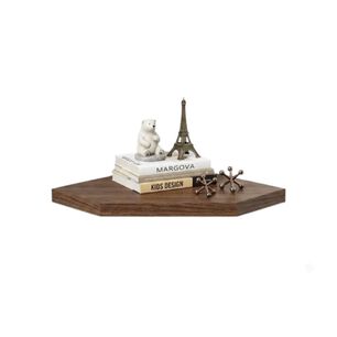 Repisa De Esquina Flotante Minimalista Organizador Nogal Oscuro 25cm