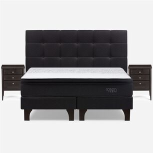 Cama Europea Rosen Tempo + Respaldo Issey / King / Base Dividida + Respaldo