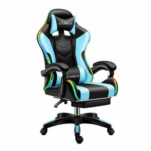 Silla Gamer Con Luz Rgb Reposapi&eacute;s Y Masajeador Reclinable