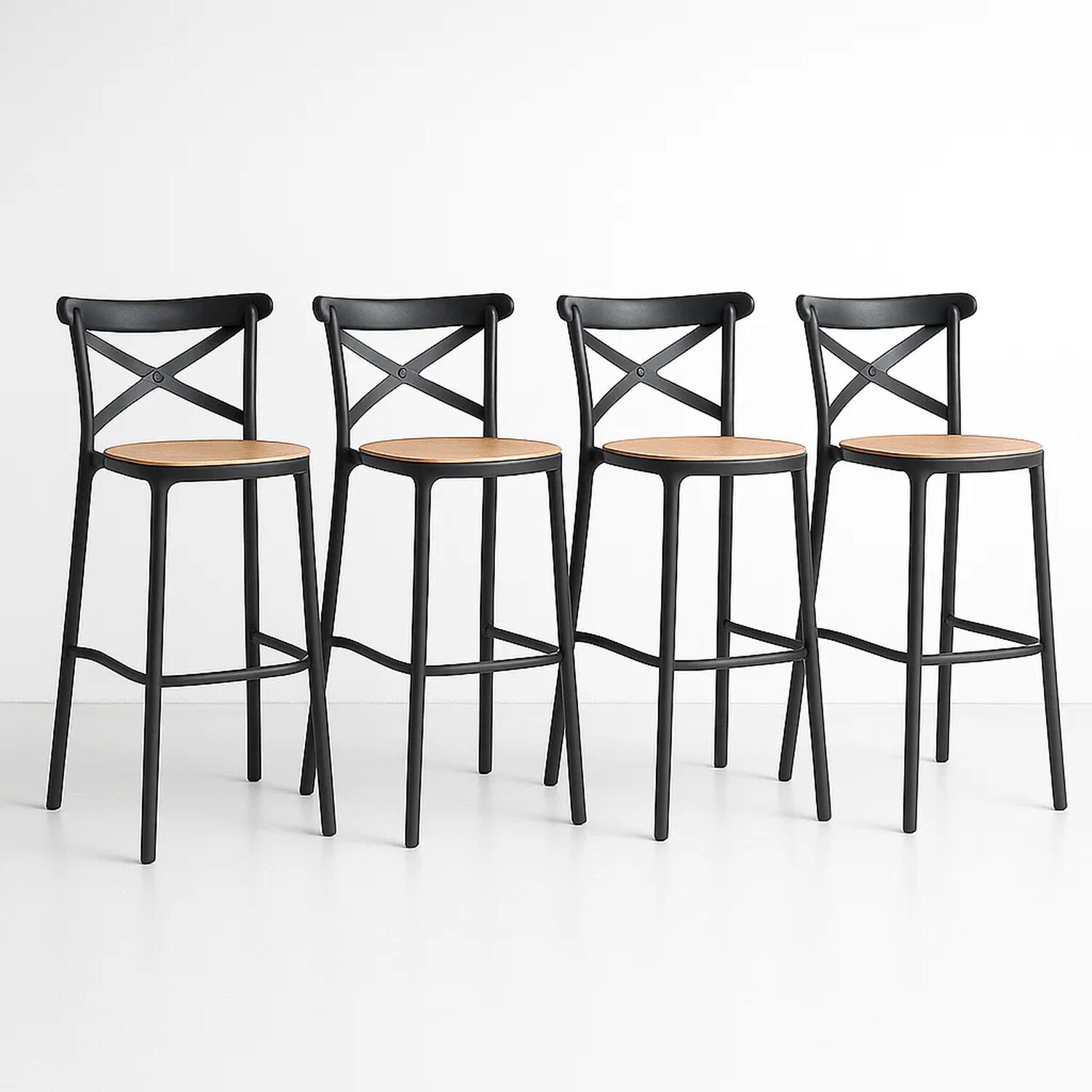 Pack De 4 Taburetes Crossback Danubio - Negros image number 0.0