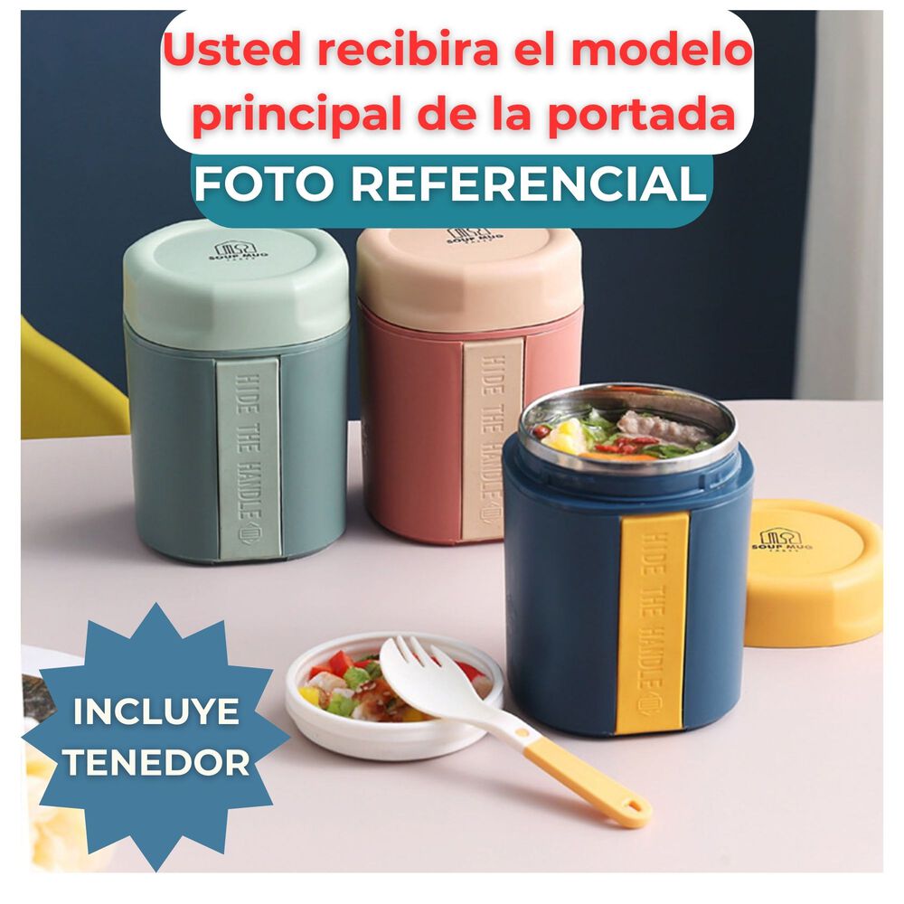 Termo T&aacute;per T&eacute;rmico Estilo Vaso Con Tenedor Oficina Y Escolar image number 2.0