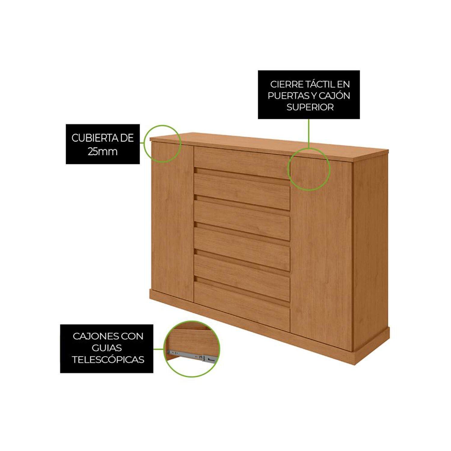 Comoda Di Poretti Design Comoda Vedra / 2 Puertas / 7 Cajones image number 2.0