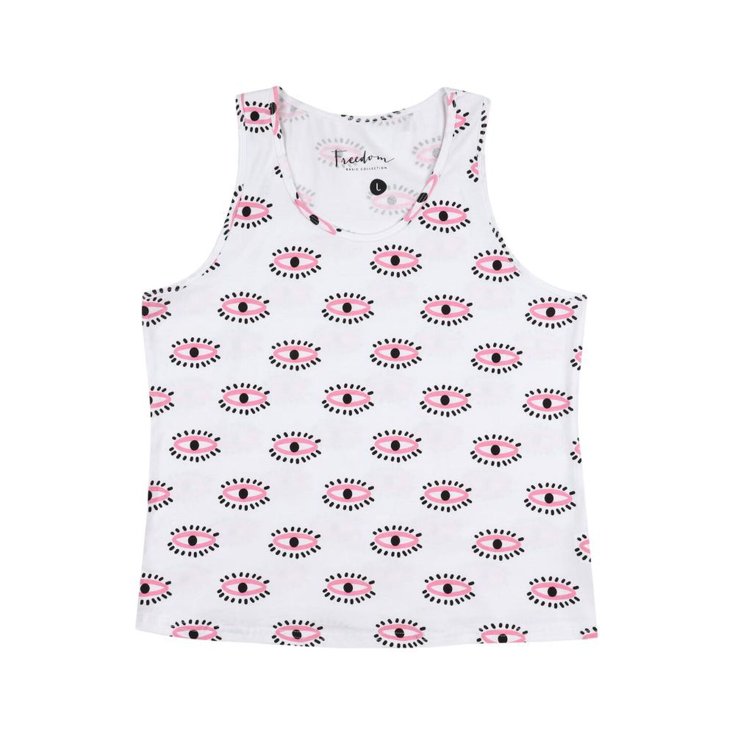 Polera Estampada Sin Mangas Cuello Redondo Mujer Freedom image number 0.0