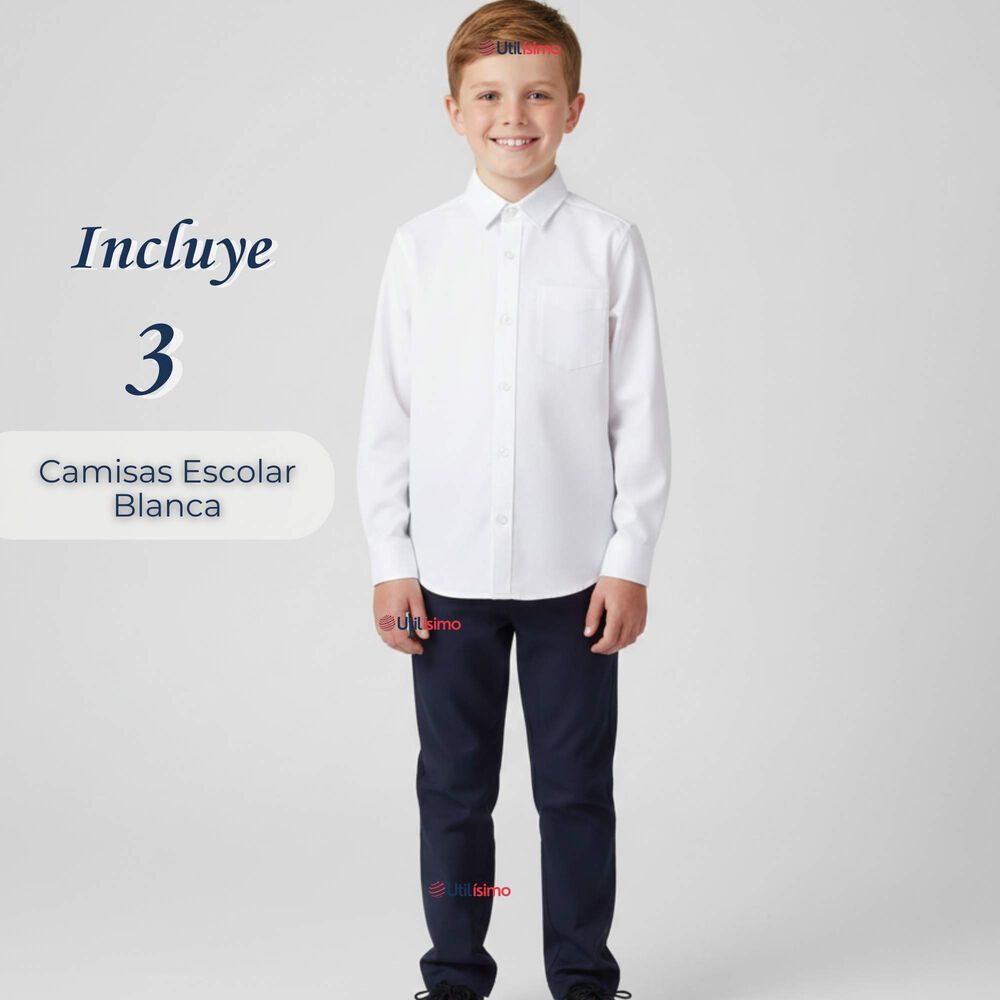Pack 3 Camisas Escolares Blanca Manga Larga Colegio Para Ni&ntilde;os Y Juvenil image number 1.0