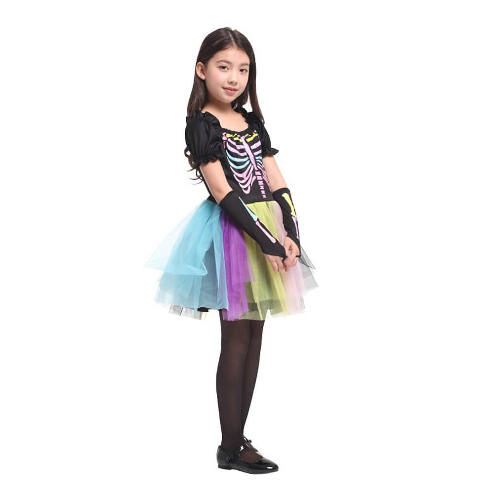 Disfraz Cosplay Esqueleto Arcoiris Ni&ntilde;a image number 1.0
