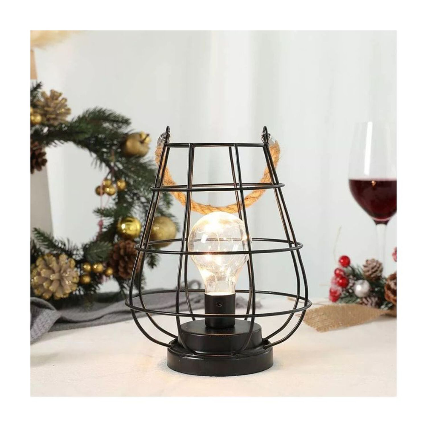 Lampara Colgante Fierro Luz Led Decorativa Portatil Cuerda image number 4.0