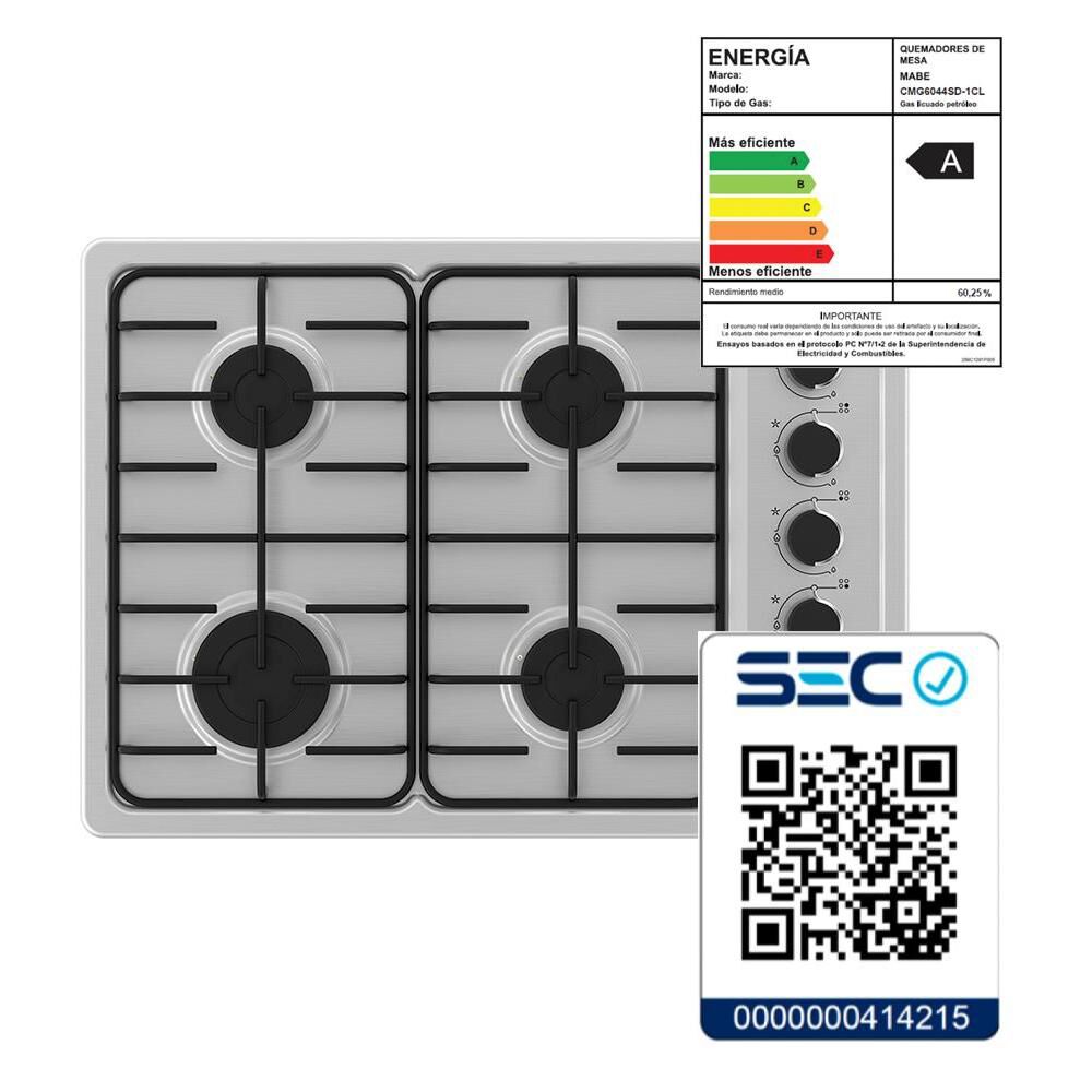 Encimera A Gas Mabe CMG6044SD-1Cl / 4 Quemadores image number 6.0