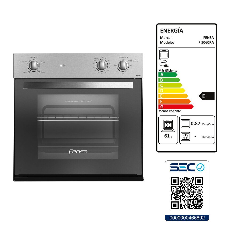 Horno Empotrable Fensa Fhe 1060 R 66 Ltrs image number 3.0