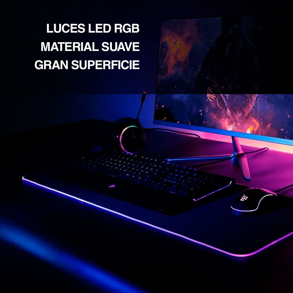 Mouse Pad Gamer Luces Led Rgb Negro image number 1.0