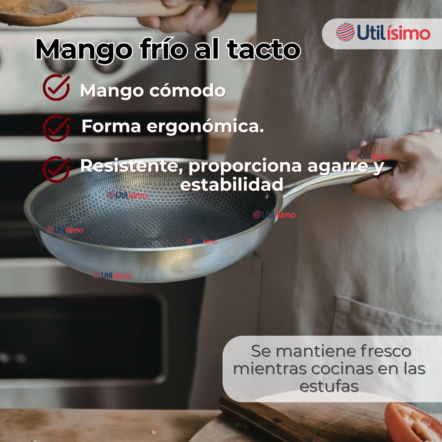 Sart&eacute;n Acero Inoxidable Antiadherente 24cm Para Cocinar Fre&iacute;r Saltear image number 5.0