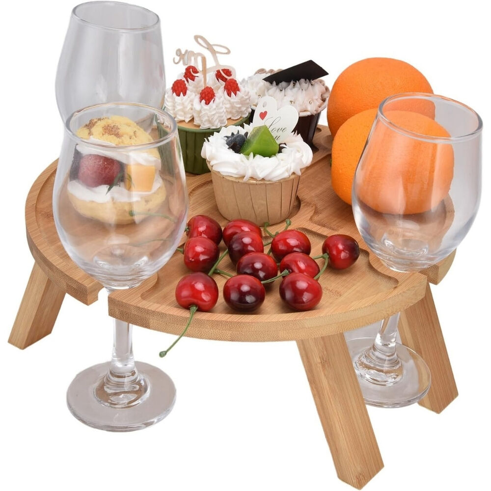 Tabla Redonda Plegable De Madera Mesa Port&aacute;til Picnic Picoteo image number 6.0