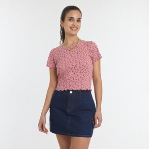 Polera Crop Micro Pint Manga Corta Cuello Redondo Mujer Freedom