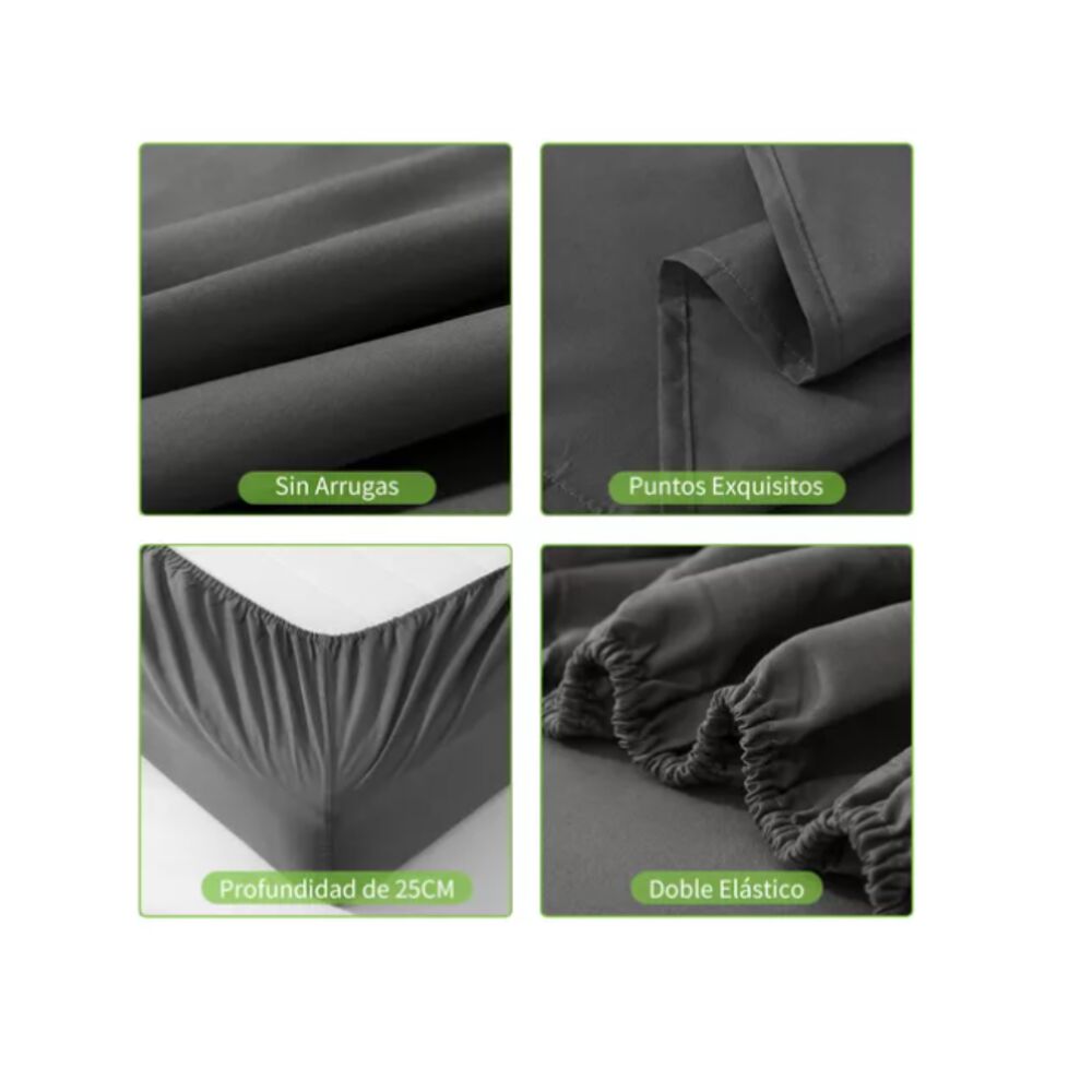 Juego De Sábana 200 Hilos 2 Plazas 4 Piezas Variedad Colores image number 11.0