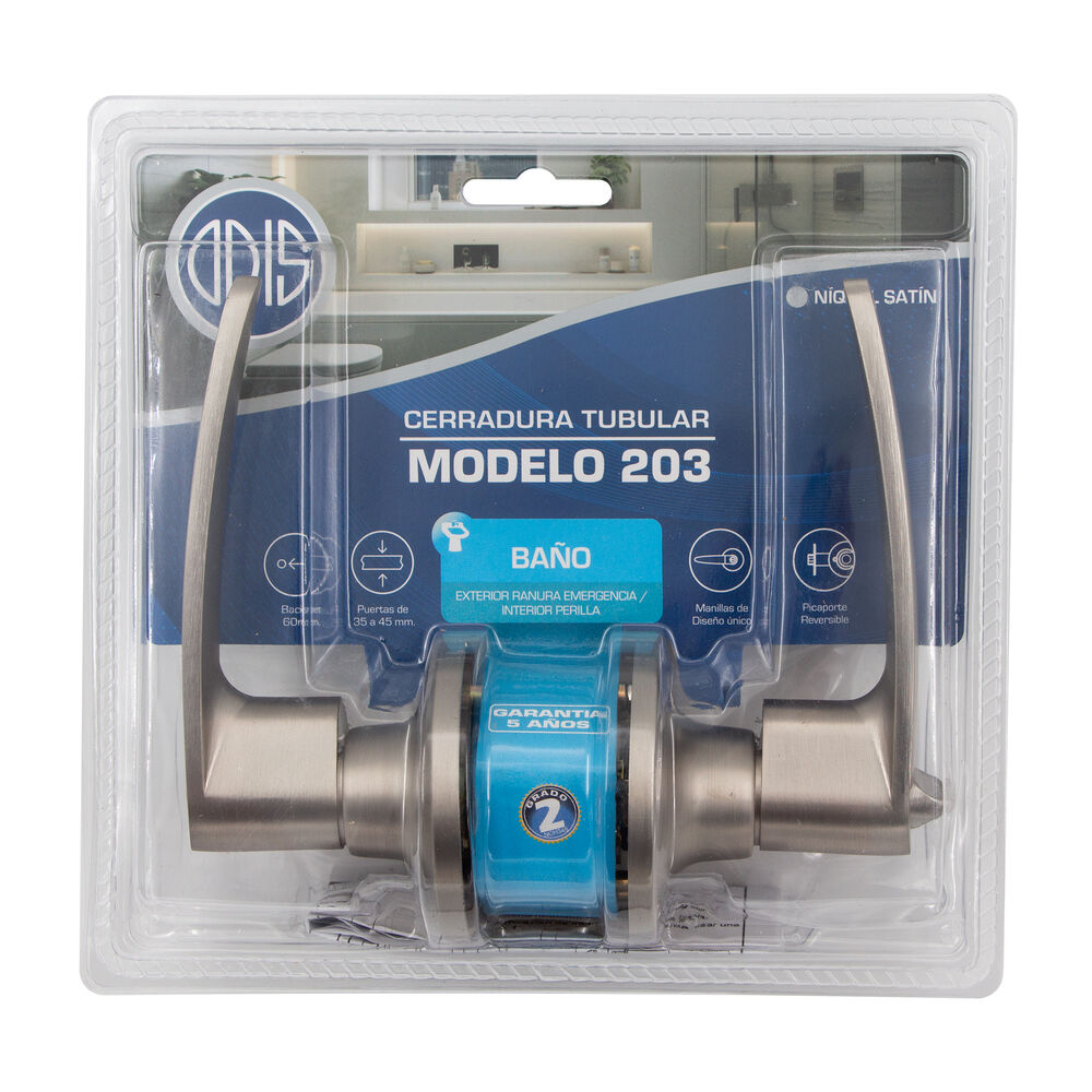 Cerradura Tubular Con Manilla Odis 203 Baño - Plata Mate image number 4.0