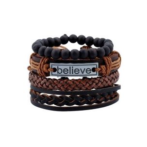 Pulseras Brazalete Cuero Genuino Tibetano Con Dije Believe