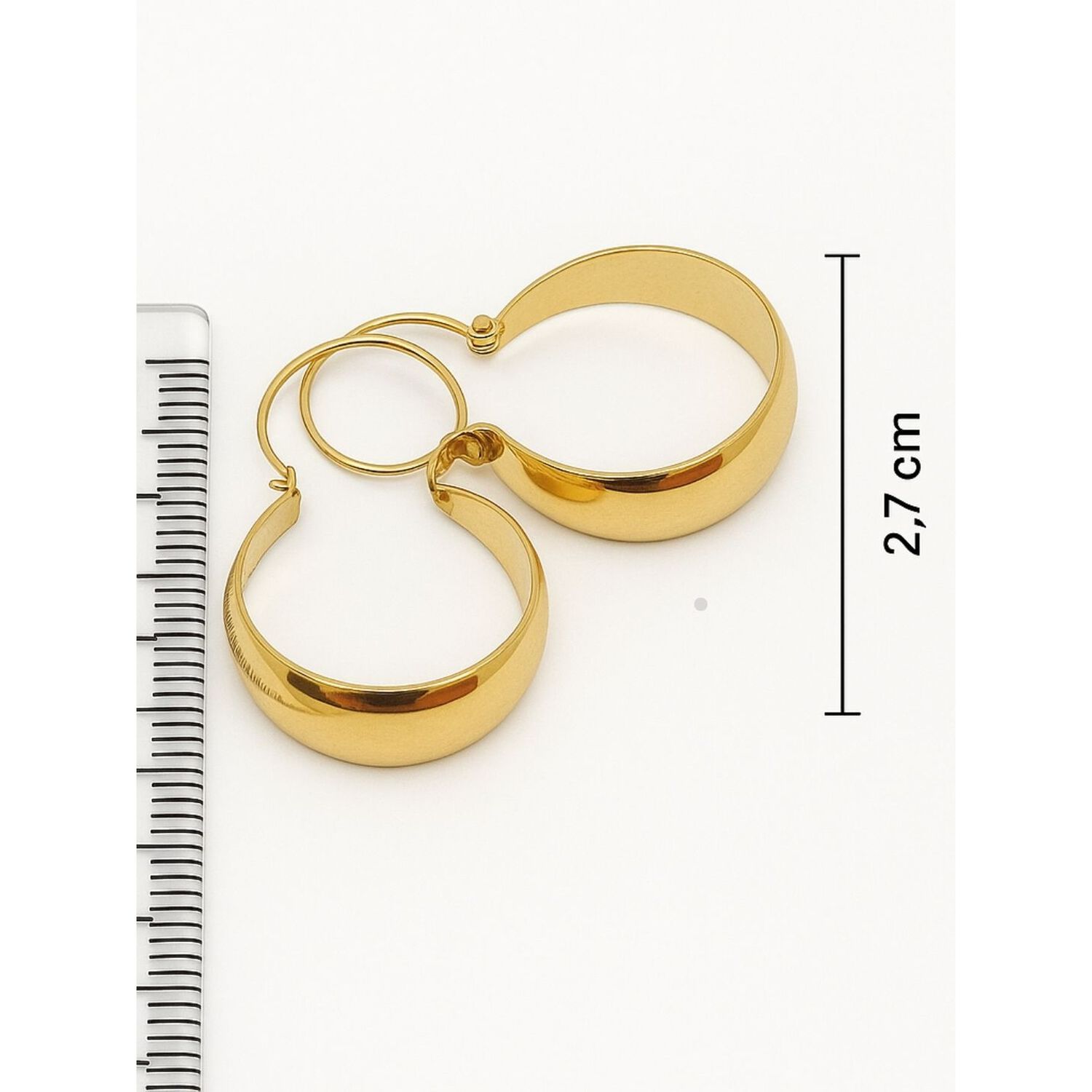 Aros Argolla Bote 2,7cm Largo N4 Oro 18k 3.10gr Mujer Regalo Dorado image number 4.0